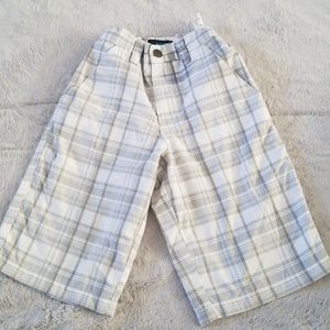 Boys grey and white plaid shorts